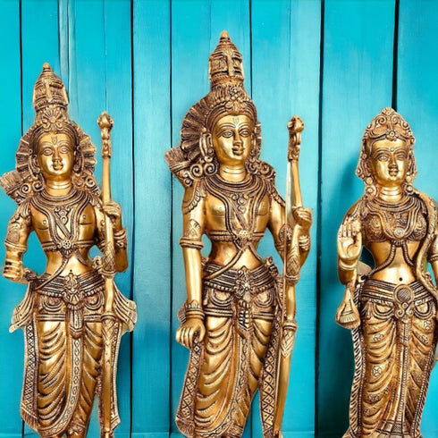 Tamas Brass Lord Rama, Sita, Lakshman, Hanuman Darbar Statue/Idol