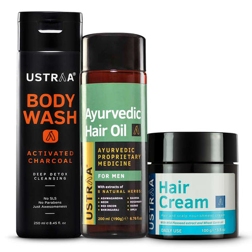 USTRAA Ayurvedic Hair Oil, Hair Cream Daily Use & Body Wash