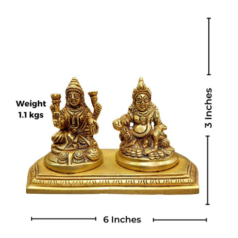 Tamas Brass Goddess Lakshmi and Lord Kuber Statue/Idol