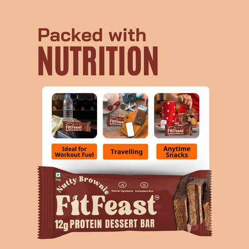 Fitfeast Dessert Protein Bar – Nutty Brownie (Pack of 2)
