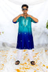 Kzari Blue Shaded Kurta with Mirror Neck Detail