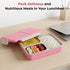 Vinod Stainless Steel Tiffin 3 Compartment Pink Airtight Silicone Sealed Lid Insulated Food Grade Steel Secure Side Clips