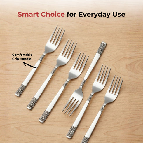 Vinod Moscow Stainless Steel Dinner Fork Set of 12 Piece Heavy Gauge steel Mirror Finish Rust Free Tough Strong and Durable
