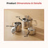 Vinod Stainless Steel 3 Pieces Jumbo Tea Set 1400 ml Tea Pot 250 ml Milk Pot and 250 ml Sugar Pot Highest Grade Steel Mirror Finish Rust Free
