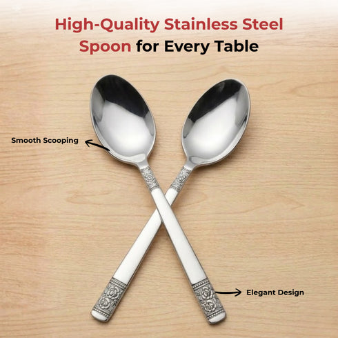 Vinod Moscow Stainless Steel Dessert Spoon Set of 12 Piece Heavy Gauge Steel Mirror Finish Rust Free Tough and Strong Dishwasher safe