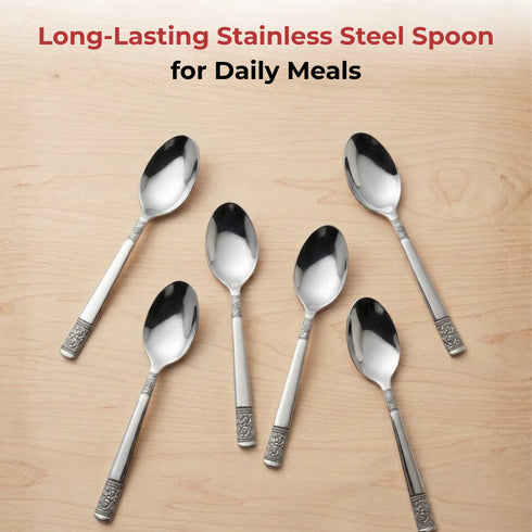 Vinod Moscow Stainless Steel Spoon Set of 12 Piece Heavy Gauge Steel Mirror Finish Rust Free Tough Strong and Durable Easy to Clean