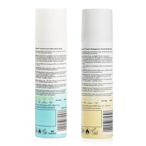 PureSense Serene Cool Vibes Body Spray & Desire Madagascar Vanilla Body Spray Combo