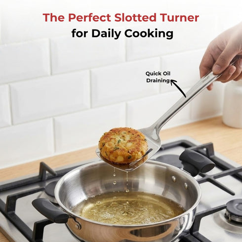 Vinod Stainless Steel Basting Slotted Turner Cooking Palta Set of 2 30 cm High Quality Stainless Steel Rust Free Dishwasher Safe No 4