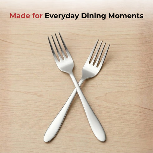 Vinod Florence Stainless Steel Dinner Fork Set of 12 Piece Heavy Gauge Steel Mirror Finish Rust Free Tough Strong and Durable