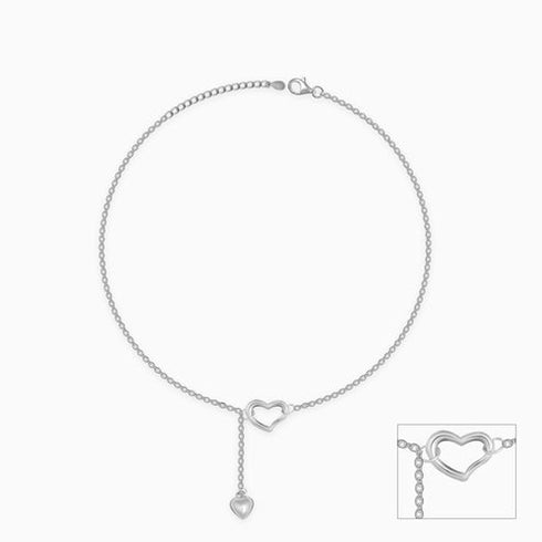 Giva Silver Heart Melting Chain Anklet