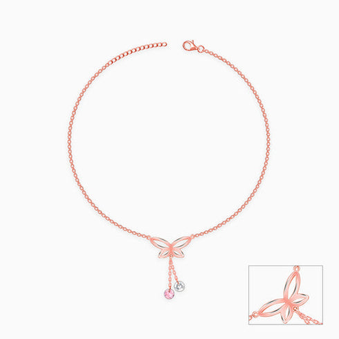 Giva Rose Gold Butterfly Dance Anklet