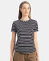 Super Combed Cotton Stripe Fabric Relaxed Fit Round Neck Half Sleeve T-Shirt