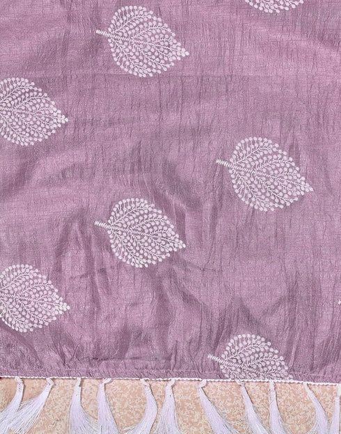 Vasthrlay Scalloped Embroidery Yellow Saree