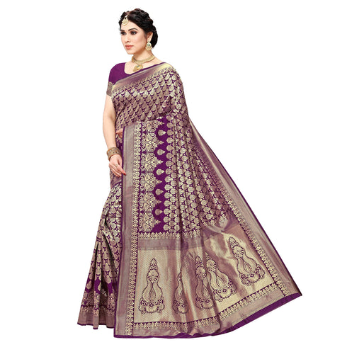 Vasthrlay Wine Kanjivaram Unstitched Saree