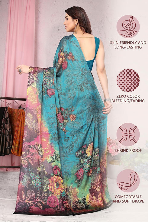 Vasthrlay Fashion Chiffon Dusty Turquoise Ethnic Wear