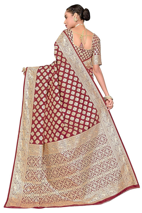 Vasthrlay Banarasi Bridal Maroon Ethnic Wear