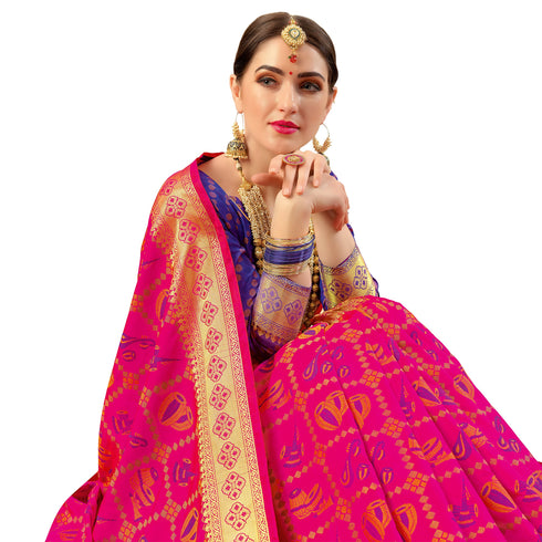 Vasthrlay Pink Banarasi Saree