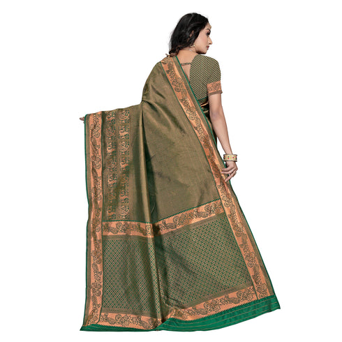 Vasthrlay Pink Kanjivaram Unstitched Saree
