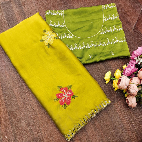 Vasthrlay Vichitra Embroidery Brown Black