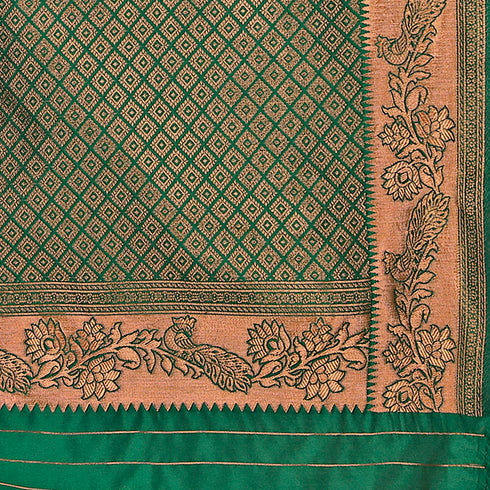 Vasthrlay Pink Kanjivaram Unstitched Saree