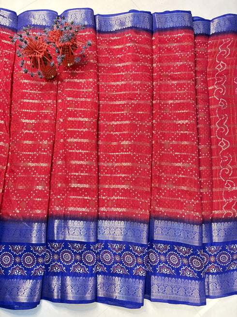 Vasthrlay Kalamkari Bandhani Contrast
