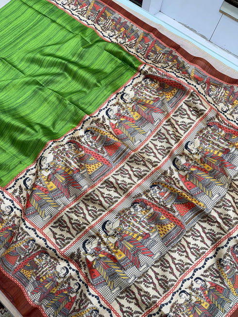 Vasthrlay Tussar Ghicha Traditional Kalamkari Madhubani