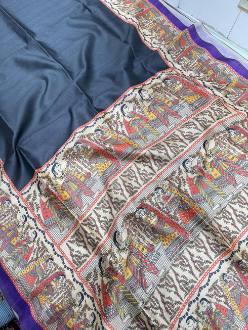 Vasthrlay Tussar Ghicha Traditional Kalamkari Madhubani