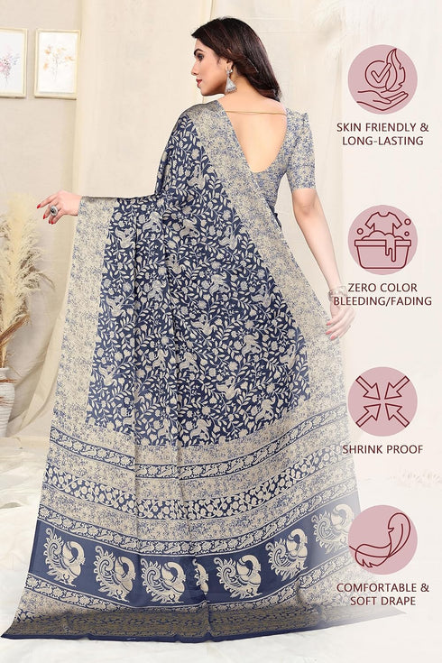 Vasthrlay Fashion Chiffon Georgette Teal Ethnic Wear
