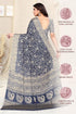 Vasthrlay Fashion Chiffon Georgette Teal Ethnic Wear