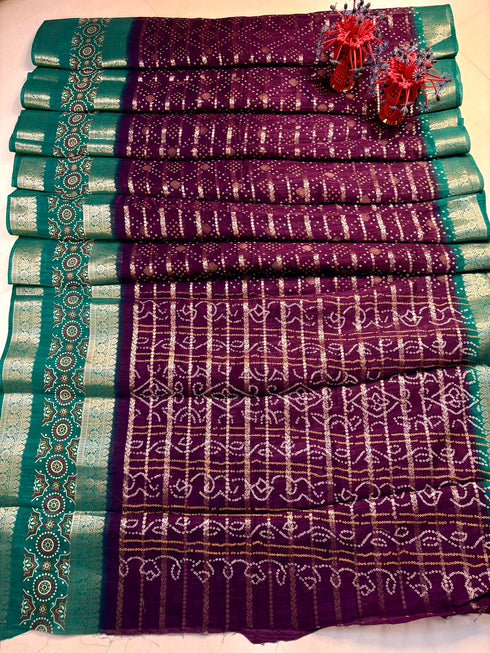 Vasthrlay Kalamkari Bandhani Contrast