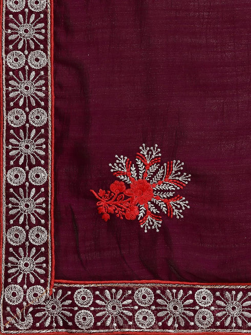 Vasthrlay Vichitra Embroidery Saree