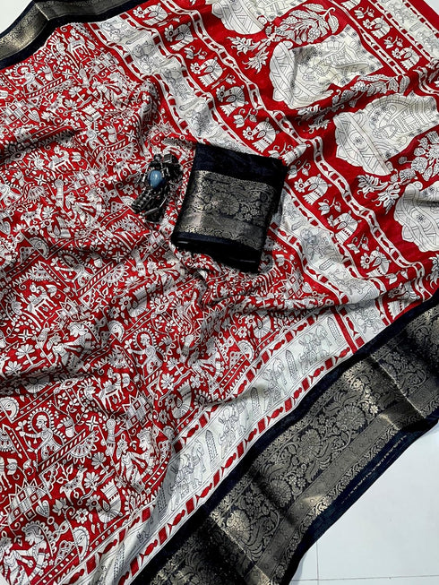 Vasthrlay Kalamkari Digital Piece Navy