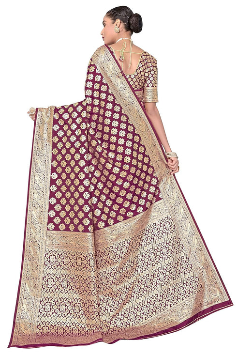 Vasthrlay Banarasi Bridal Maroon Ethnic Wear