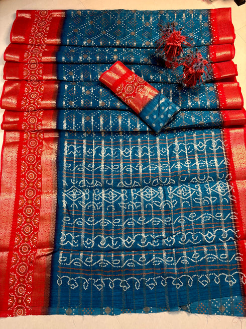 Vasthrlay Kalamkari Bandhani Contrast