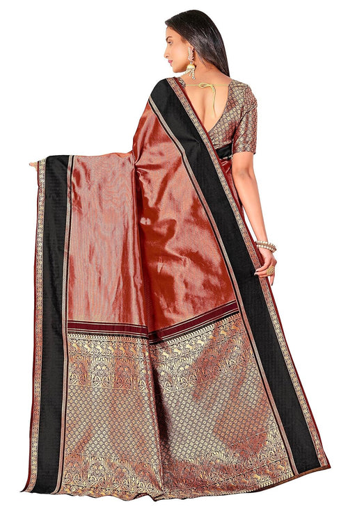 Vasthrlay Banarasi Brown Ethnic Wear