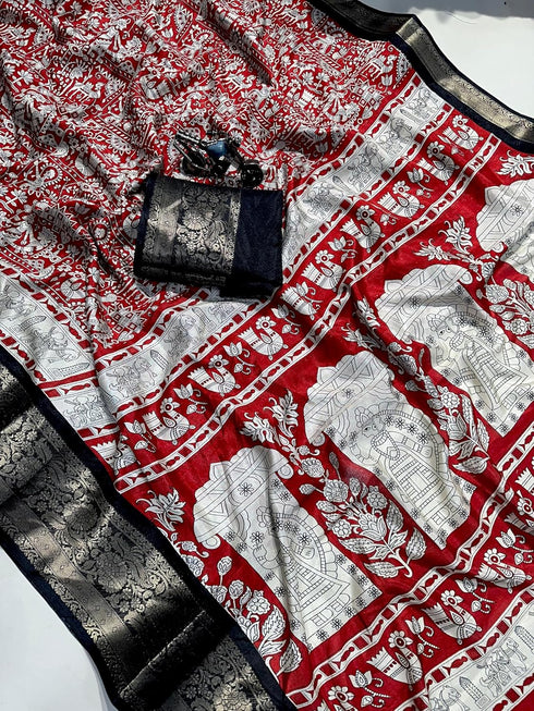 Vasthrlay Kalamkari Digital Piece Navy