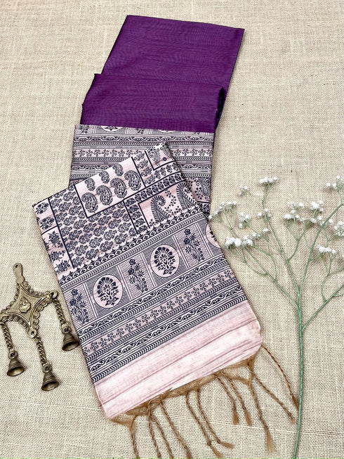 Vasthrlay Tussar Saree Kalamkari
