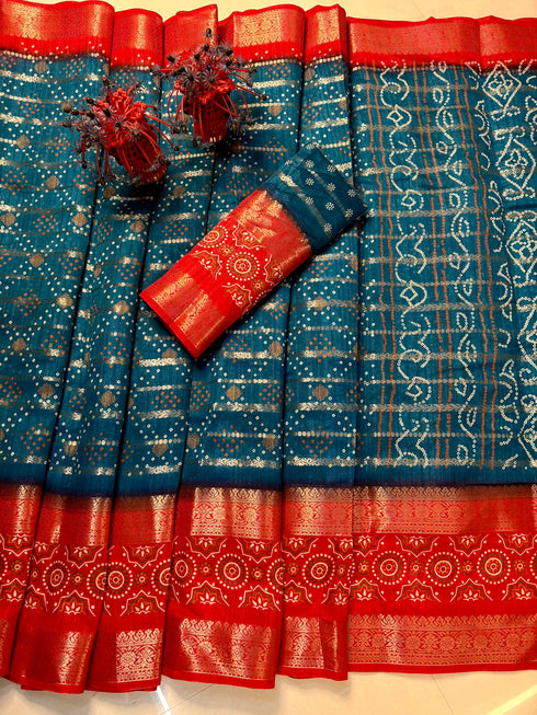Vasthrlay Kalamkari Bandhani Contrast