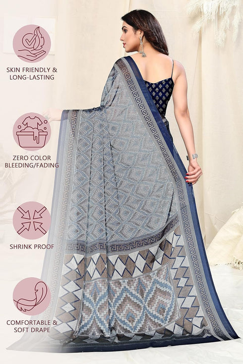 Vasthrlay Fashion Chiffon Turquoise Ethnic Wear