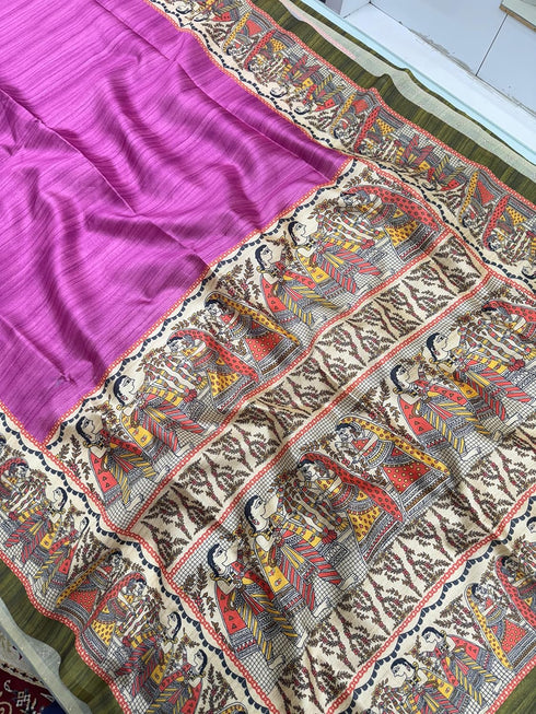 Vasthrlay Tussar Ghicha Traditional Kalamkari Madhubani