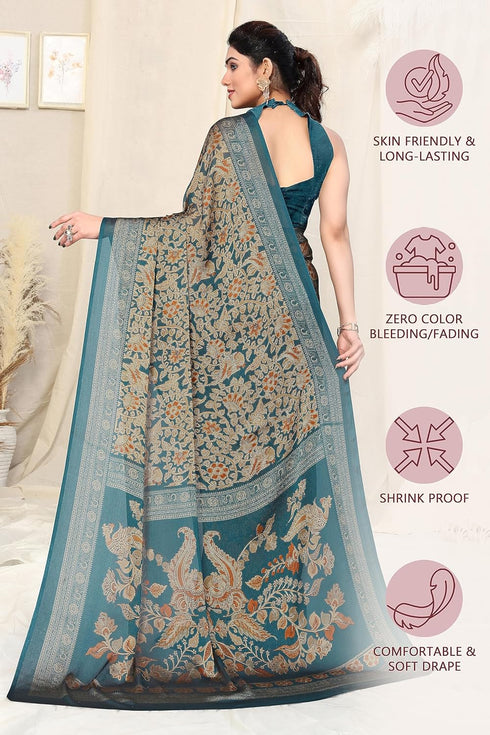 Vasthrlay Fashion Georgette Kalmkari Mehandi Ethnic Wear