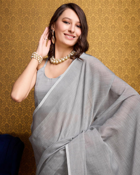 Vasthrlay Women's Cotton Unstitched Blouse Saree