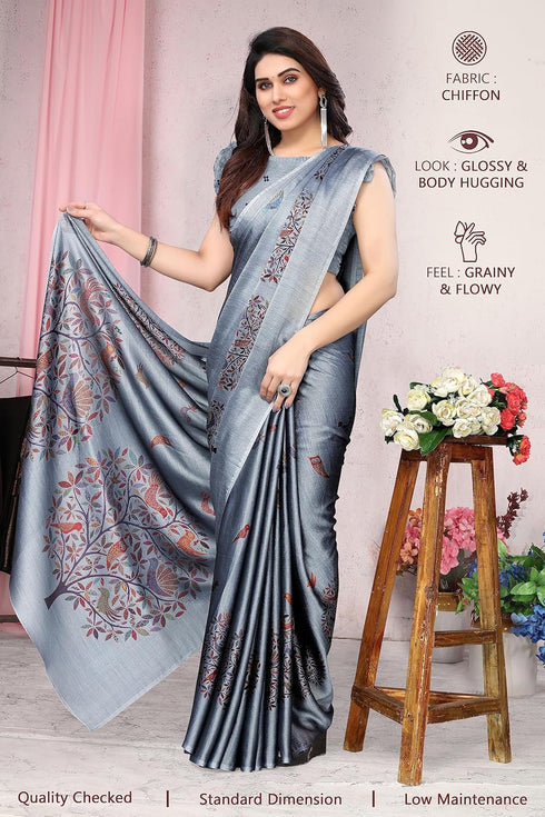 Vasthrlay Fashion Chiffon Printed Dusty Ethnic Wear