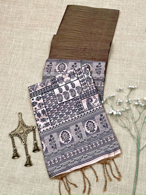 Vasthrlay Tussar Saree Kalamkari