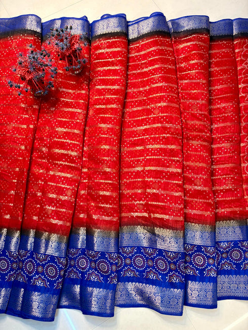 Vasthrlay Kalamkari Bandhani Contrast