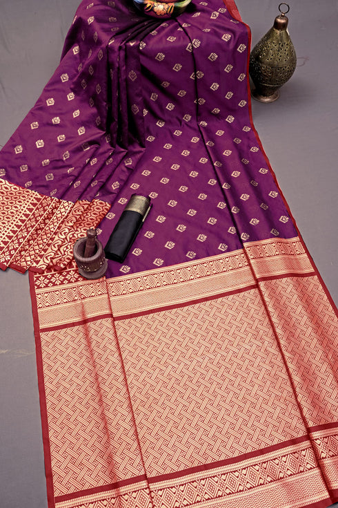 Vasthrlay Maroon Kanjivaram Saree