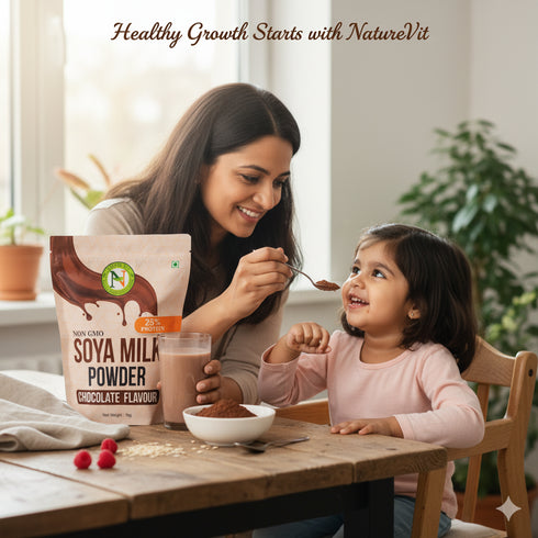 NatureVit Chocolate Soya Milk Powder Vegan| Non-GMO, 25% Protein