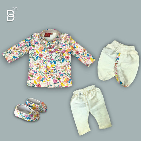 BACHPAN FULL SLEEVES FLORAL PRINTED KURTA & PAYJAMA SET - GIFT BOX SET - JEET