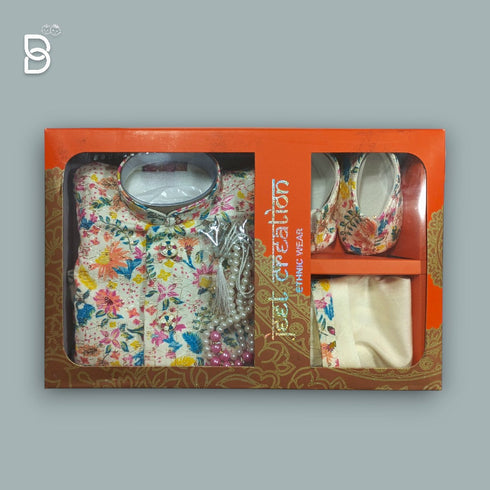 BACHPAN FULL SLEEVES FLORAL PRINTED KURTA & PAYJAMA SET - GIFT BOX SET - JEET