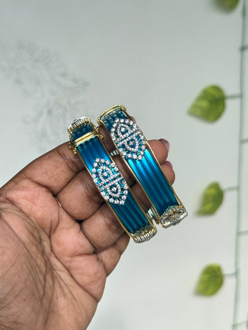 Yuvi Collections SB660 Diamond Finish Enamel Bangles - Set of 2